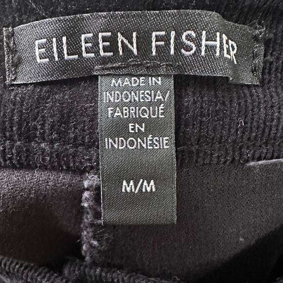 Eileen Fisher Wide Leg Corduroy Pants Women’s Medium Black Cotton Pockets READ - Picture 5 of 11